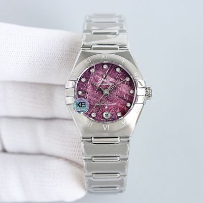Omega 5th Constellation 29MM 8700 Movement Stainless Steel Purple Dial Watch